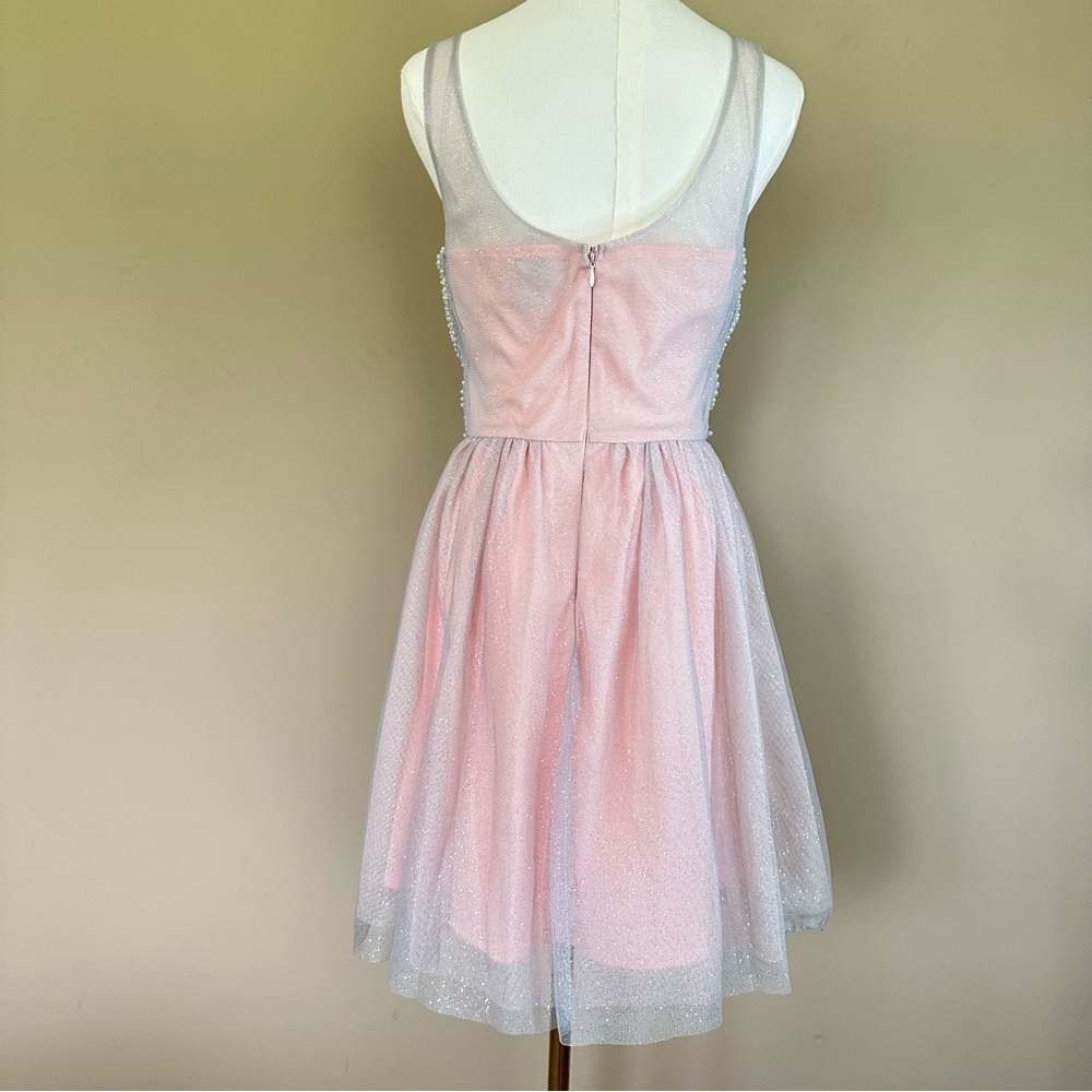 NEW Sparkly Pink Beaded Dress Pearls Junior 7 Balletcore Fairy Feminine Homecomi - Picture 10 of 10